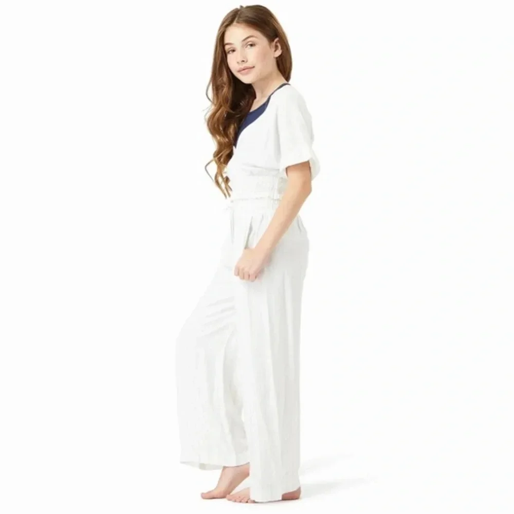 NWT Habitual Kids Faye Metallic Stripe Top & Wide-Leg Pants Swim Cover-Up Set 6X